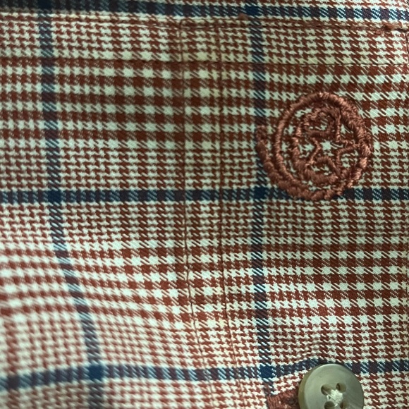 Wrangler George Strait Red Blue Check Shirt Long Sleeve Button Down Collar - Picture 5 of 10